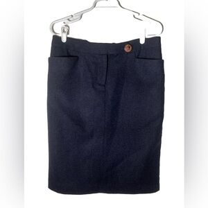 Erica Tanov 100% Wool Dark Blue Long Pencil Skirt Size 2